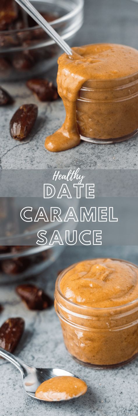 This healthy, 4 ingredient Date Caramel Sauce is refined sugar free and delicious. It's easy to make, naturally gluten free and vegan. Use it in various recipes or as the perfect fruit dip! Healthy Date Caramel, Date Caramel Sauce, Healthy Caramel, Date Caramel, Sugar Free Vegan, Fruit Dip, Healthy Sweets Recipes, 4 Ingredient, Eat Dessert First