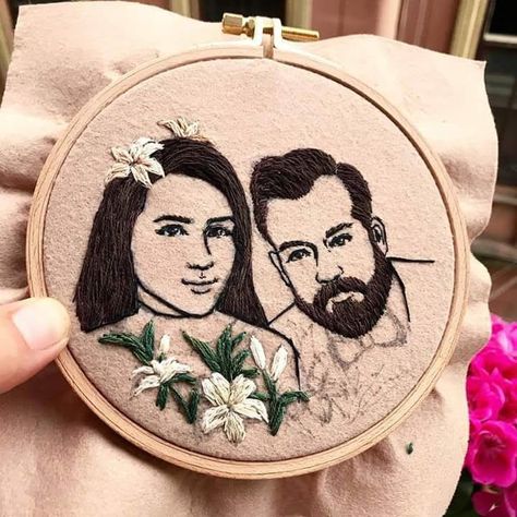 Embroidery Portrait, Portrait Embroidery, Embroidery Hoop Art Diy, Simple Hand Embroidery Patterns, Embroidery Wall Art, Diy Embroidery Designs, Hoop Embroidery, Handmade Embroidery Designs, Punch Needle Embroidery