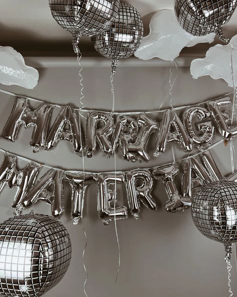 Silver Bride Balloons, Bachelorette Silver Theme, Hen Do Balloons, Hens Themes, Hen Do Decorations, Bachelorette Party Decorations Balloons, Disco Balloons, Cloud Balloons, Glamping Bachelorette