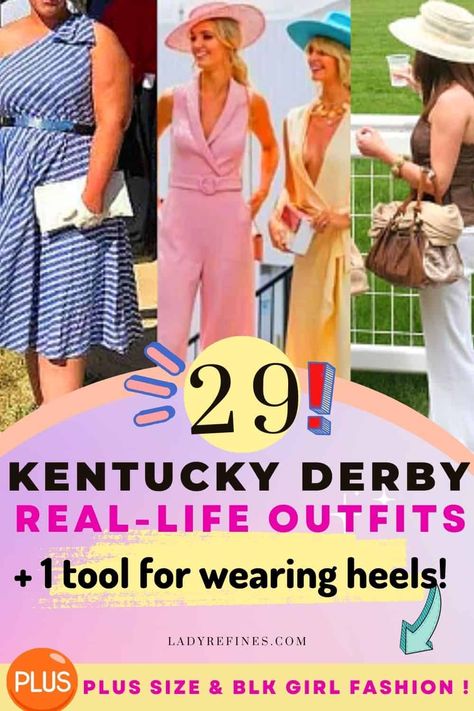 what to wear kentucky derby women fashion Derby Days Outfits, Kentucky Derby Womens Fashion, Kentucky Derby Hats For Women With Short Hair, Ky Derby Hats, Derby Outfits For Women Plus Size, Kentucky Derby Women’s Outfits, Derby Jumpsuit Outfit, Horse Derby Outfits Women, Derby Dress 2024