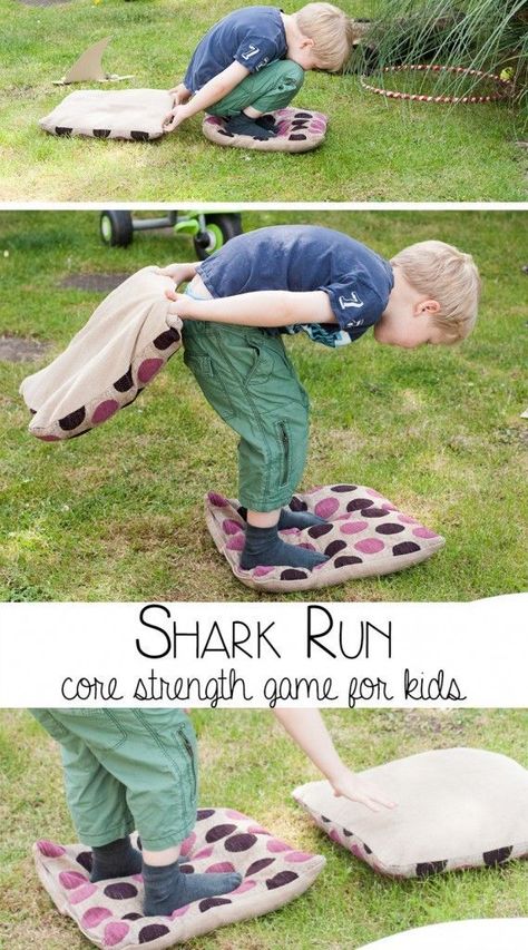 Shark Run Core Strength Game for Kids Gross Motor Activities, Movement Activities, Camping Games, Game For Kids, Jumpsuit Black, Gross Motor, Motor Activities, Camping Ideas, Gross Motor Skills