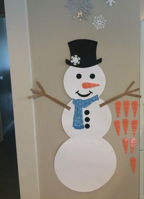 Pin the carrot on the snowman First Birthday Winter, Winter Wonderland Birthday Party, Winter Onederland Birthday Party, School Christmas Party, Snow Party, Snowman Party, Winter Onederland Party, Onederland Birthday Party, Winter Wonderland Birthday