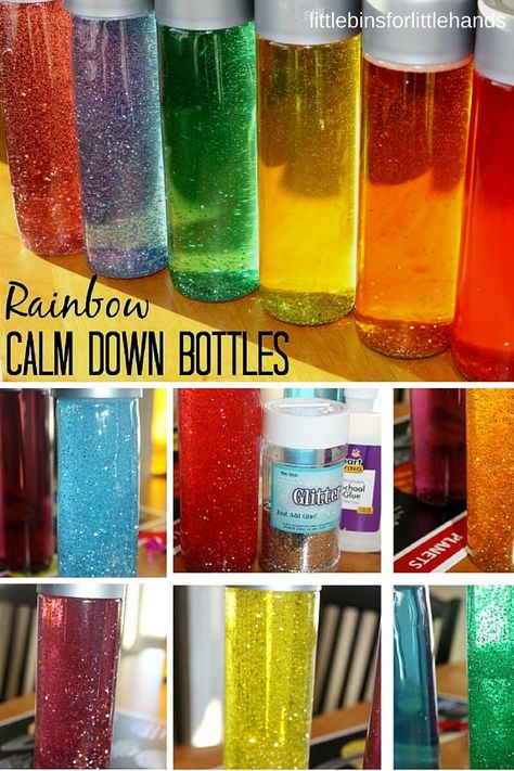 Glitter Time Out Bottle, Rainbow Sensory Bottles, Glitter Sensory Bottles, Glitter Bottles, Calm Down Bottle, Discovery Bottles, Sensory Bottle, Glitter Bottle, Sensory Tools