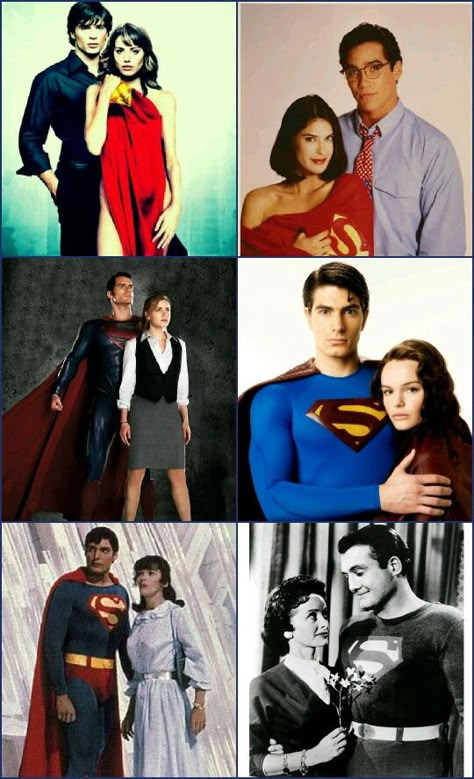 Clark Kent and Lois lane through the ages (not in love with the Smallville shot) Clark Kent And Lois Lane, Christopher Reeves, Superman Love, Christopher Reeve Superman, Superman Gifts, Superman And Lois Lane, Supergirl Superman, Lois And Clark, Superman Family