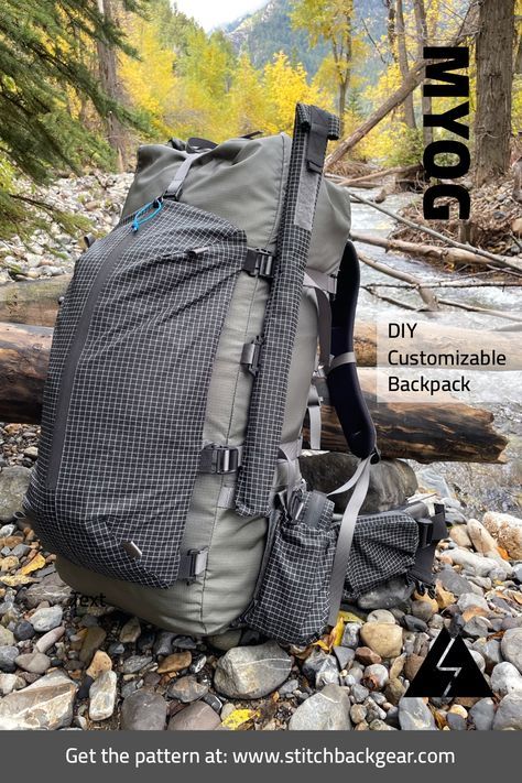 Make your own customizable backpack. The Metamorph backpack can customized for any adventure! #myog #diy #sewing #backpacking #ultralightbackpacking #maker #gridstop Diy Hiking Backpack, Backpack Straps Diy, Making A Backpack, Outdoor Sewing Projects, Myog Backpack, Homemade Backpack, Make Your Own Backpack, Backpack Hacks, Backpack Design Concept