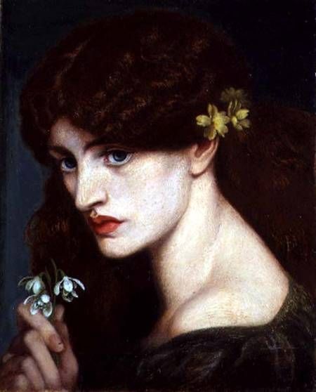 Dante Gabriel Rossetti - Snowdrops Dante Rossetti, Raphaelite Paintings, Jane Morris, Lady Aphrodite, Pre Raphaelite Paintings, Everett Millais, Aphrodite Aesthetic, Pre Raphaelite Brotherhood, Pre Raphaelite Art