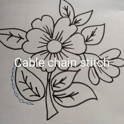 Floral design Cable Chain Stitch, Chain Stitch Design, Chain Stitch, Stitch Design, Cable Chain, Bead Work, Hand Embroidery, Machine Embroidery, Embroidery Designs