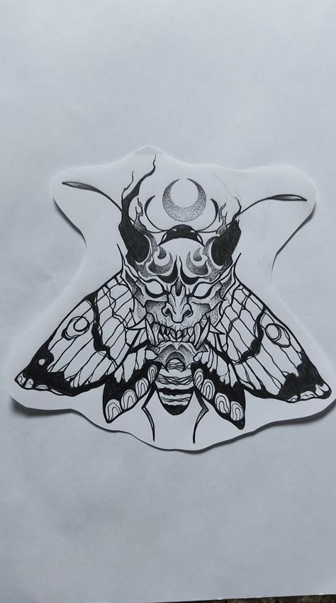 Obsidian Butterfly Tattoo, Goth Phoenix Tattoo, Cool Moth Tattoo, Medium Sized Tattoos, History Tattoo Ideas, Casual Tattoo, Punk Tattoo Ideas, Gothic Tattoo Ideas, Oni Tattoo