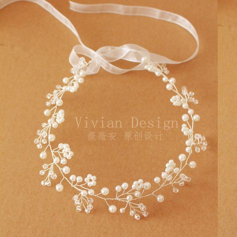 W210 Newest Artificial Pearl Garland Bride Pearl Crown For Wedding Festival Floral Garland Hair Flowers _ - AliExpress Mobile Flower Hair Accessories Wedding, Vintage Rhinestone Jewelry, Pearl Bride, Vintage Rhinestone Brooch, Bride Hair Accessories, Jewelry Appraisal, Handmade Wire Jewelry, Headpiece Wedding, Wing Earrings