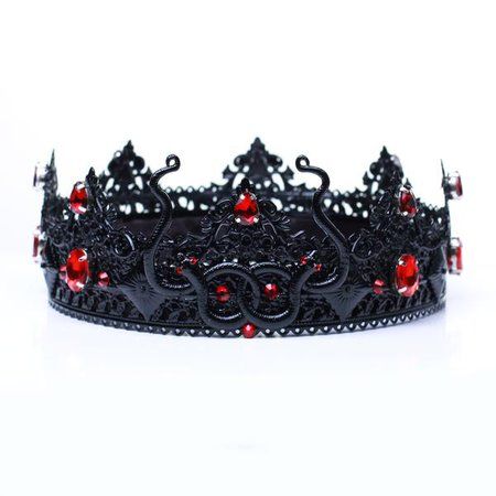 Black Tiara, Male Crown, Gothic Crown, Crown Aesthetic, Crown Headpiece, Red Crown, Goth Wedding, Headpiece Jewelry, Head Pieces