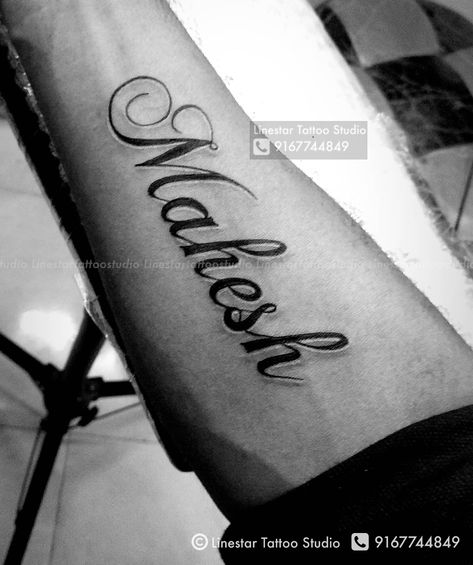 Name Tattoo On Arm Last Names Tattoos For Women, Tattoo Names On Arm, Last Name Tattoo For Women Arm, Arm Name Tattoos Men, Name On Arm Tattoo, Name Tattoos For Men Arm, Name Tattoo Arm, Name Tattoos For Men Forearm, Last Name Tattoo For Women