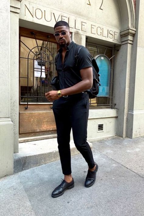 Tall Black Men, Summer Looks For Men, Black Men Casual Style, Black Men Fashion Urban, F Men, Black Outfit Men, Black Men Fashion Casual, Black Men Fashion Swag, Mens Casual Outfits Summer