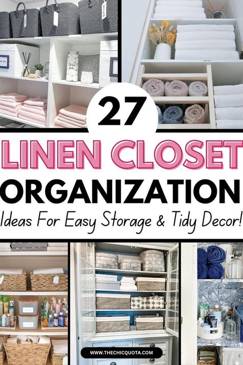 linen closet organization Linen Closet Shelving Ideas, Linen Closet Shelving, Organize A Linen Closet, Organization Linen Closet, Linen Closet Ideas, Closet Shelving Ideas, Linen Closet Organization Ideas, Linen Closet Design, Linen Closet Shelves