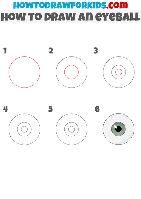 Eye Ball Drawing Easy, How To Draw Eyeball, How To Draw An Eyeball, Mouth With Eyeball, Eyeball Drawing, Art Steps, Draw Anatomy, Human Eyeball, Easy Halloween Drawings