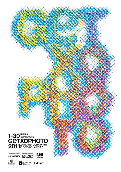 Getxophoto 2011 on Behance Embroidery Poster Design, Stitched Typography, Embroidery Poster, Stitch Graphic Design, Amazing Typography, Poster Texture, Expressive Type, Sign System, Typographic Poster