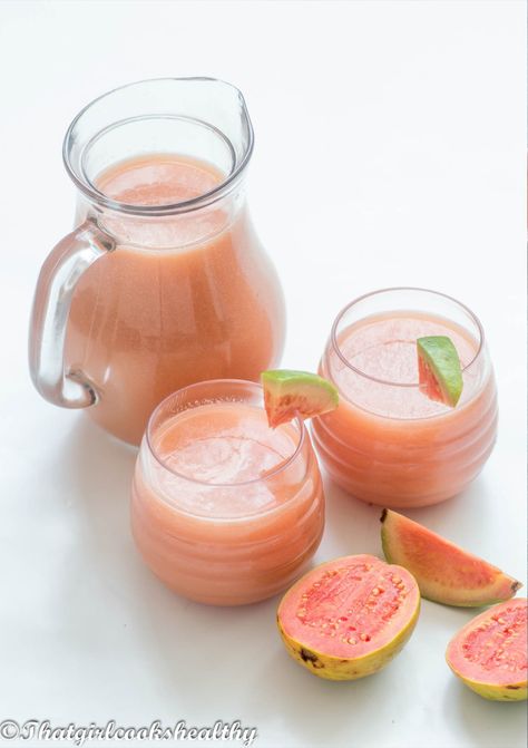 Guava Juice Recipe Guava Juice Recipe, Guava Syrup, Guava Leaf Tea, Guava Plant, Guava Recipes, Guava Jam, Easy Juice Recipes, Strawberry Guava, Guava Fruit