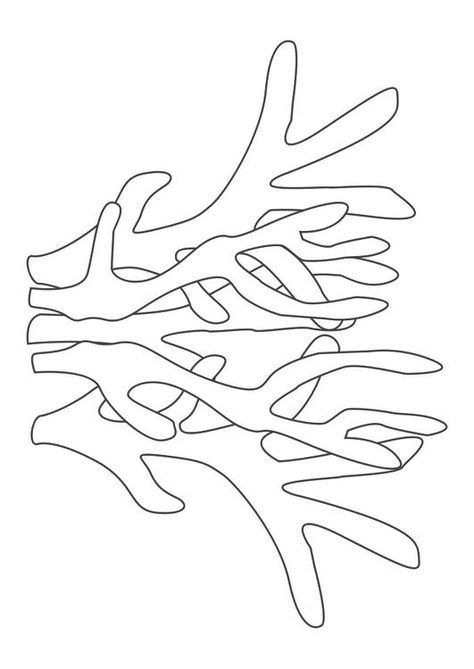 Coloring page coral - coloring picture coral. Free coloring sheets to print and download. Images for schools and education - teaching materials. Img 26396. Coral Coloring Pages, Coral Template, Coral Craft, Under The Sea Activities, Primary Worksheets, Coral Bedding, Vbs Decorations, Sea Activities, Glass Painting Patterns