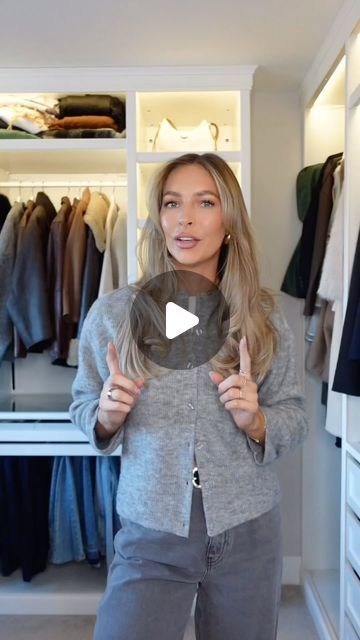 Alex Collins on Instagram: "I’m back with my outfit uniforms! Simple outfit formulas that mean you always have something to wear… this time it’s Winter > Spring dressing 💁🏼‍♀️" Button Cardigan Sweater Outfit, Reverse Cardigan Hack, Varley Vine Pullover Outfit, Collard Shirt Under Sweater Outfit, Collard Shirt Under Sweater, Shirt And Jumper Outfit, Shirt Under Sweater Outfit, Guess Outfit, Shirt Under Sweater