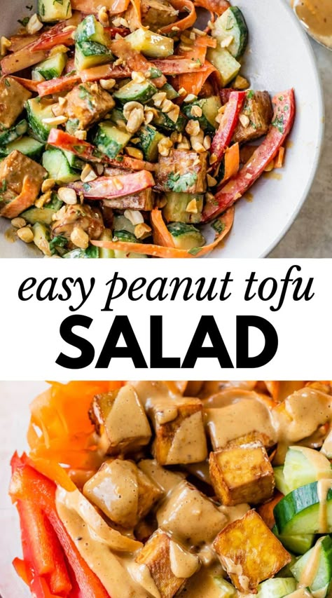 Peanut Sauce Tofu, Tofu Salad Recipes, Satay Tofu, Ways To Cook Tofu, Peanut Tofu, Tofu Pasta, Homemade Peanut Sauce, Peanut Salad, Tofu Salad