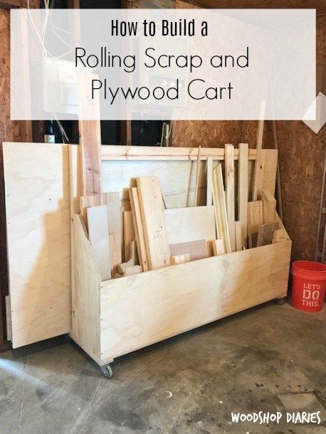 How to build a Mobile Plywood Cart and Scrap Wood storage cart for your workshop--Great for a lumber storage cart and to move heavy plywood sheets Mobile Wood Storage Cart, Wood Scrap Storage, Scrap Wood Cart, Scrap Wood Storage Ideas, Plywood Cart, Lumber Storage Cart, Wood Storage Cart, Scrap Wood Storage, Wood Storage Ideas