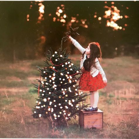 Family Pictures With Christmas Tree, Fire Pit Photoshoot Christmas, Christmas Photography Ideas Outdoor, Field Christmas Pictures, Christmas Set Up Photography Outdoors, Christmas Forest Photoshoot, Outdoor Christmas Pictures Kids, Toddler Christmas Pictures Outdoor, Christmas Mini Outdoor