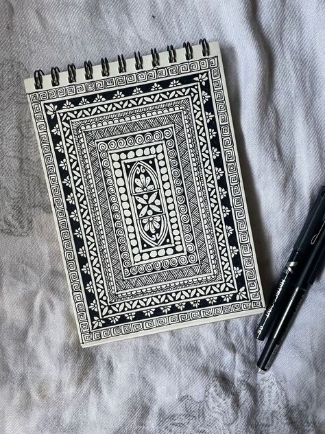 Mandala Drawing Rectangle, Mandala Art Rectangle, Rectangular Mandala Art, New Year Mandala Art 2024, Mandela Art Design, Square Mandala Design, Rectangle Mandala, Mandala Border, Rectangle Drawing