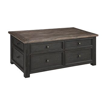 Signature Design by Ashley® Tyler Creek Lift Top Cocktail Table-JCPenney, Color: Multi Console Table Styling Modern, Console Table Styling, Top Cocktails, Table With Drawers, Coffee Table With Drawers, Black Coffee Tables, Lift Top Coffee Table, Coffee Tables For Sale, Coffee And Cocktail Tables