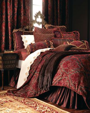 Damask Bedding, Luxe Bed, Damask Curtains, Elegant Bedroom Decor, Victorian Bedroom, Party Setup, Romantic Bedroom, Style Deco, Elegant Bedroom