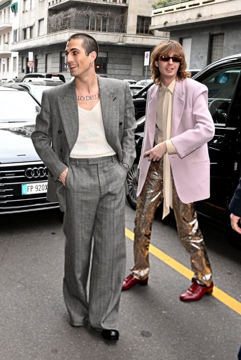 Italian Style Outfit Men, Boy Street Style, Kanye West Outfits, Italian Fashion Street, Modern Suits, Museum Fashion, Italian Suit, Damiano David, Mens Fashion Edgy