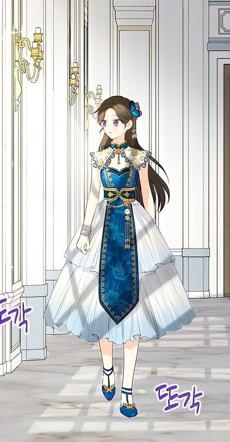 Princess Dress Anime, Anime Princess Dress, Keira Parvis, I Am The Real One, Sapphire Dress, Manhwa Dresses, Manhwa Dress, Goddess Outfit, Royal Dresses