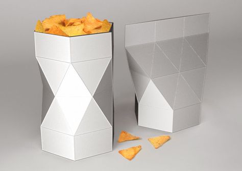 Doritos pack concept Interesting Packaging, Packaging Concept, Cardboard Design, Cardboard Box Crafts, Origami Ideas, Innovative Packaging, Reusable Packaging, Branding Design Packaging, Bang Olufsen