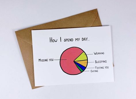 Long Distance Anniversary Ideas, Long Distance Anniversary, I Love You Husband, Boyfriend Stuff, Funny Charts, Funny Love Cards, Handmade Gifts For Boyfriend, Love You Husband, Bff Gifts Diy