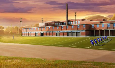 EXT. MG HIGHSCHOOL ATHLETIC FIELD FALL- DAY Athletic Background, Episode Interactive, Fire Animation, Gacha Backgrounds, Episode Interactive Backgrounds, Episode Choose Your Story, Episode Backgrounds, Anime City, Manga Drawing Tutorials