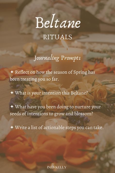 Journaling Prompts
✦ Reflect on how the season of Spring has been treating you so far. 
✦ What is your intention this Beltane? 
✦ What have you been doing to nurture your seeds of intentions to grow and blossom? 
✦ Write a list of actionable steps you can take. Beltane Ritual, Equinox Spring, Taurus Season, Journaling Prompts, Spring Equinox, Witchy Stuff, Beltane, Witchy Vibes, Shadow Work