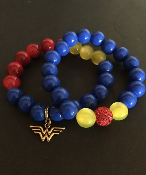 Wonder Woman inspired set by EmbellishedByArnita Wonder Woman Bracelet, Paracord Bracelets, Arm Candy, Stretch Bracelets, Womens Bracelets, Women Crop, Couple Goals, Wonder Woman, Etsy Seller