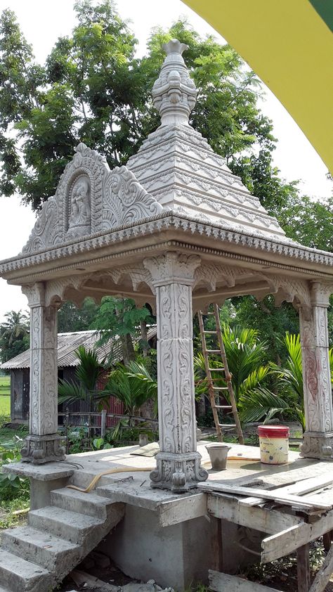 Outdoor Temple Design For Home, Small Temple Design Outdoor, Small Temple Design For Home, Thulasi Madam, Indian Mandap, Shiv Temple, Temple Ideas, Waterfall House, Dove Pictures