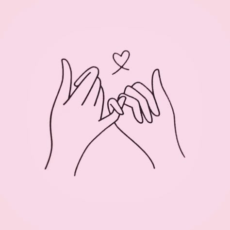 Friendship Tattoos Pinky Promise, Interlocking Pinky Tattoo, Pinky Promise Heart Tattoo, Pinky Promise Fine Line Tattoo, Friendship One Line Drawing, Pinkie Promise Drawing, Pinky Promise Tattoo Sisters, Tattoo Ideas Pinky Promise, Pinky Promise Tattoo With Flowers