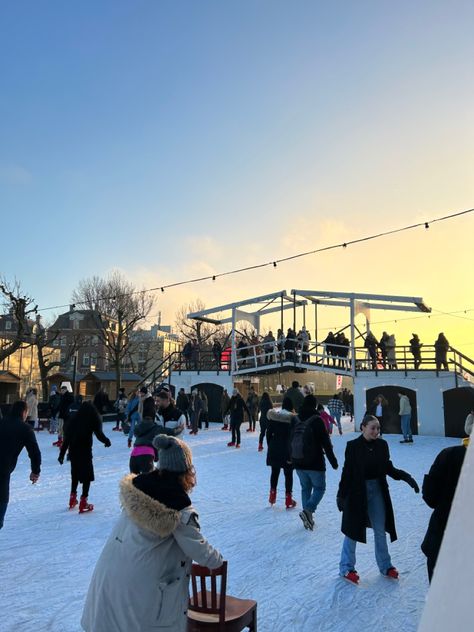 Winter aesthetic, winter vibes, amsterdam, ice skating Ice Skating Date, Skating Date, Amsterdam Winter, Amsterdam Aesthetic, Amsterdam Trip, Europe Pics, Europe 2024, Winter Things, Senior Trip