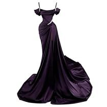 Purple Elegant Dresses Formal, Royal Purple Dress Prom, Sheath Prom Dress, Beaded Party Dress, Sparkly Wedding Dress, Mermaid Evening Gown, Gowns For Women, Spaghetti Strap Prom Dress, Mother Wedding Dress