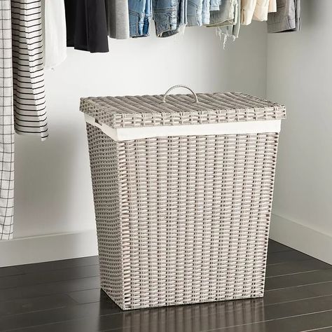 Grey Montauk Rectangular Hamper | The Container Store Bathroom Hamper, Bathroom Hampers, House In The Hamptons, Laundry Hampers, Laundry Routine, Clothes Hamper, Grey Exterior, Spa Retreat, The Container Store