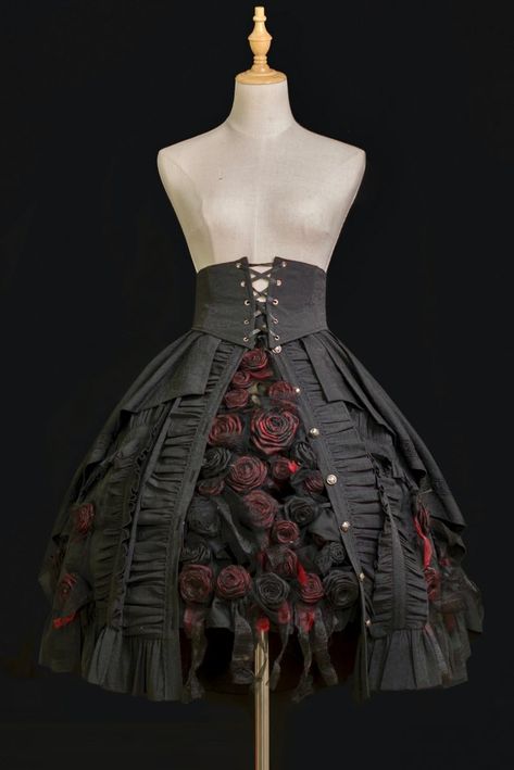 Rose Inspired Outfits, Round Skirt, Rose Clothing, Gothic Rose, Rose Skirt, Clothes Reference, Indie Brands, Wild Roses, Fancy Outfits