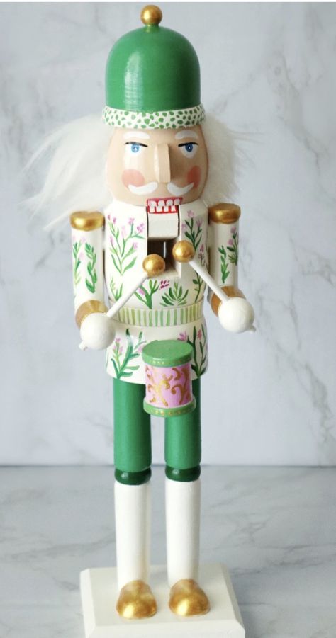 Painted Nutcracker Diy Wood, Paint Your Own Nutcracker Ideas, Painting Nutcrackers Diy, Painted Wooden Nutcracker, Diy Painted Nutcracker Ideas, Painted Nutcracker On Wood, Paint Nutcracker Diy, Nutcrackers Diy Paint, Painting A Nutcracker