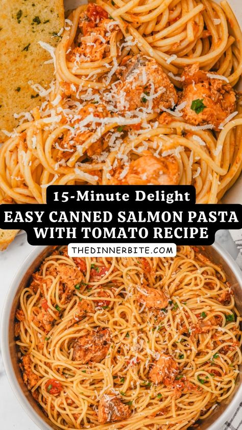 Get ready to elevate your dinner game with our mouth-watering Canned Salmon Pasta - The Dinner Bite 🍴 It's a scrumptious blend of canned salmon, creamy sauce, and perfectly cooked pasta, creating a dish that's not only satisfying but also super easy and quick to make. Don't miss out on this amazing meal - dive into the deliciousness now! Canned Salmon And Potato Recipes, Canned Salmon And Pasta Recipes, Pasta With Canned Salmon, Canned Salmon Ramen, Canned Red Salmon Recipes Easy, Meals With Canned Salmon, Canned Salmon Recipes Easy Dinners, Canned Salmon Dinner Ideas, Salmon In A Can Recipes