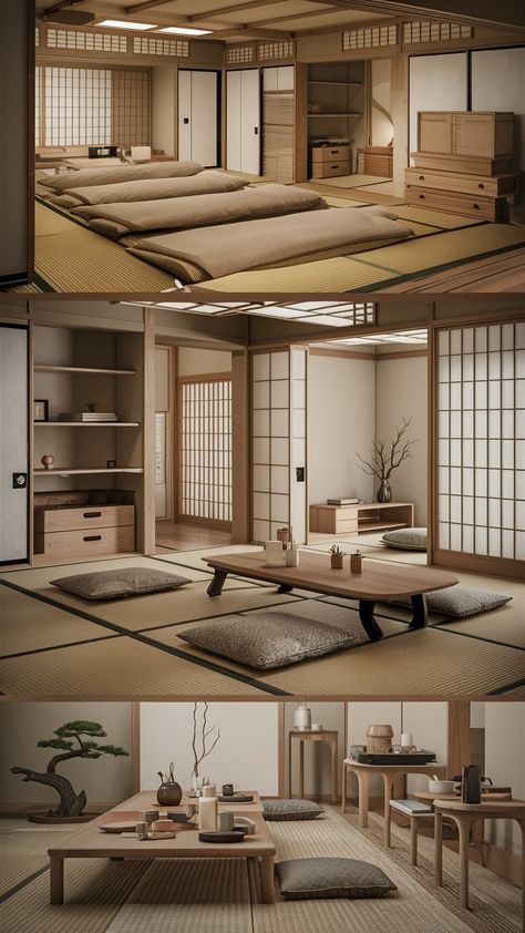 Japanese Bedroom Design: 15 Essential Elements for Tranquility Bedroom Inspirations Master Japanese, Japanese Cozy Bedroom, Japanese Apartment Interior, Modern Japanese Bedroom, Japanese Minimalist Bedroom, Japanese Home Interior, Korean Interior Design, Japanese Bedroom Design, Chinese Home Decor