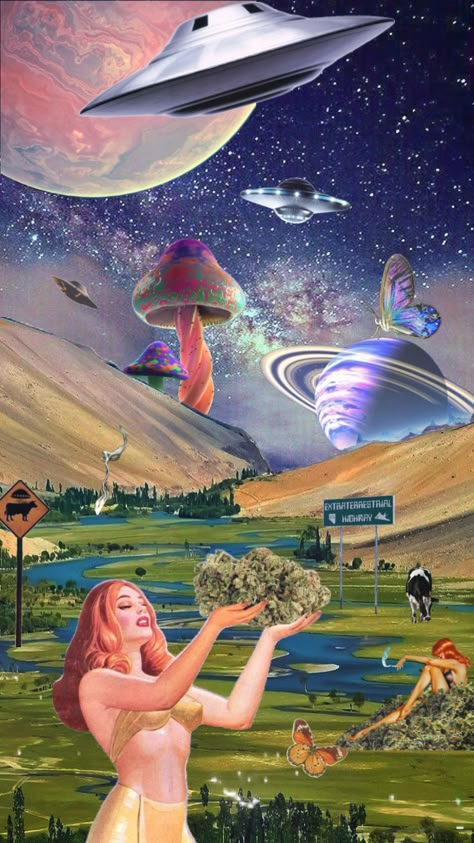 Surreal Collage Art, Wallpaper Books, Art Alien, Psy Art, Surreal Collage, Trippy Wallpaper, Art Journal Therapy, Pop Art Wallpaper, Cool Wallpapers Art