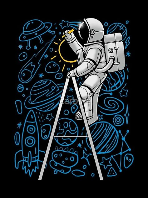 Space Doodles, Astronaut Wallpaper, Astronaut Design, Pop Art Wallpaper, Graphic Tshirt Design, Space Print, Shirt Print Design, Doodle Designs, Space Theme