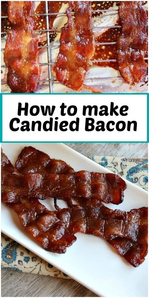 Candied Bacon recipe from RecipeGirl.com #easy #oven #baked #ovenbaked #candied #bacon #recipe #RecipeGirl Candied Bacon Recipe, Breakfast Sides Dishes, Pbs Food, 4 Ingredient Recipes, Festive Appetizers, Classic Appetizers, Bacon Recipe, Candied Bacon, Bacon Recipes