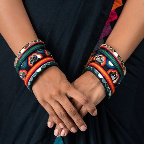 LAST WEEK TO ORDER FOR NAVRATRI! UK AND ROI! SHOP NOW!! Fabric Bangles, Navratri Collection, Embroidered Jewelry, Silk Thread Jewelry, Silk Art, Thread Jewellery, Handmade Bangles, Handmade Jewelry Designs, Bracelet Crafts