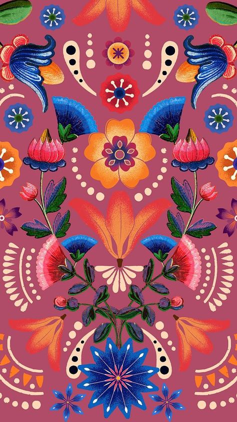 Talavera Wallpaper, Phone Wallpaper Vintage, Ethnic Wallpaper, Mexican Wallpaper, Iphone Wallpaper Pink, Mexico Wallpaper, Mexican Pattern, Traditional Flower, Mexican Culture Art