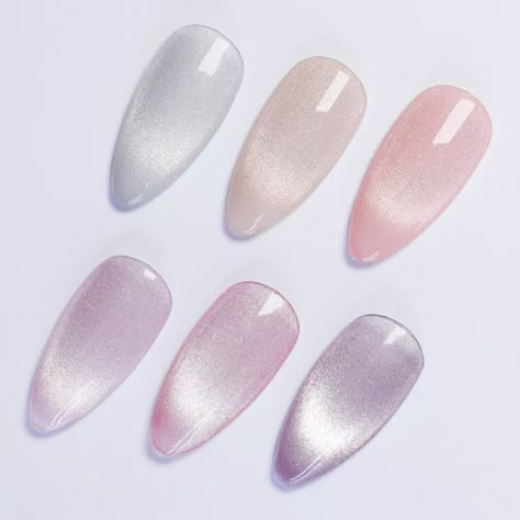 Jelly Glazed Nails, Lilac Cat Eye Nails, Light Pink Cat Eye Nails, Nude Cat Eye Nails, Donut Nails, Nagel Design, Cat Eye Colors, Light Pink Nails, Glazed Donut